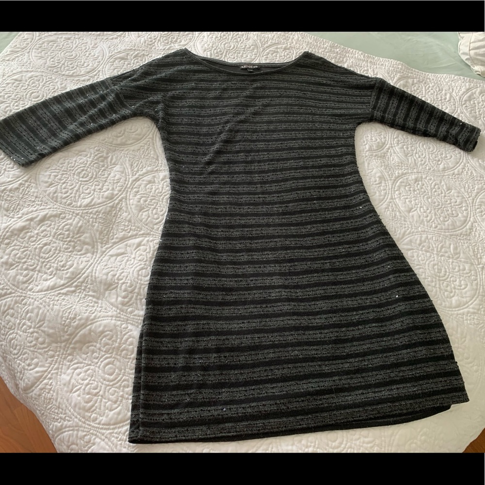 Express Sequin Striped Dress